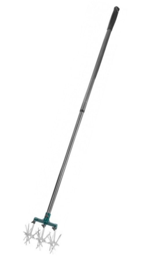Cultivator manual, coada telescopica din metal 120 cm, 6 roti stelate