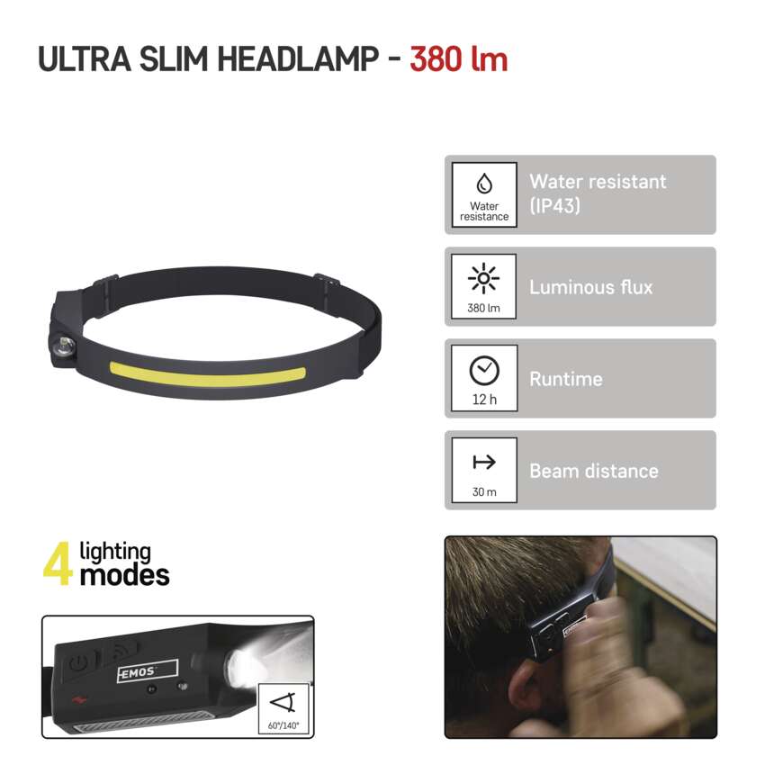 Lampa pentru alergat/drumetii/siguranta reincarcabila de 380lm, rezistent la apa si socuri — imaginea 5