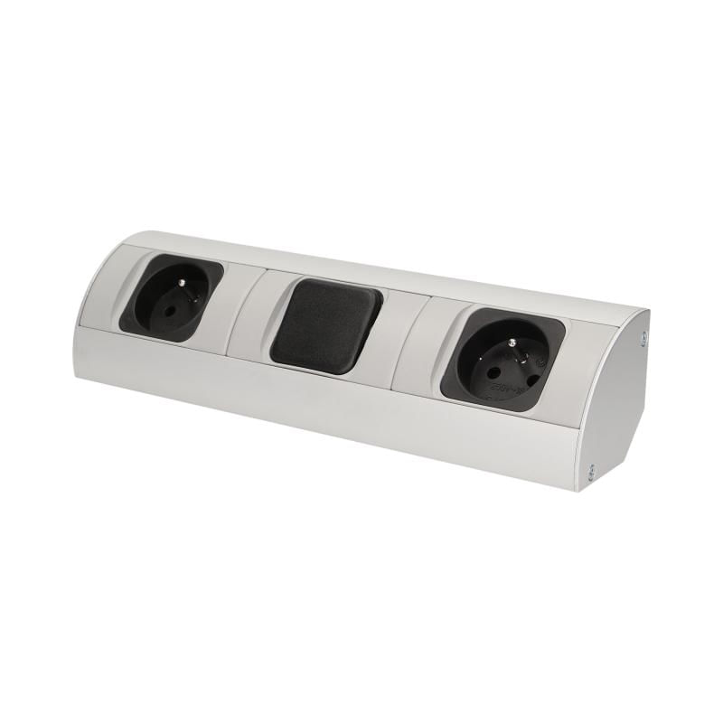 Priza schuko ORNO OR-AE-1304(GS), dubla, 230V, 3680W, cablu 0.5 m, argintiu