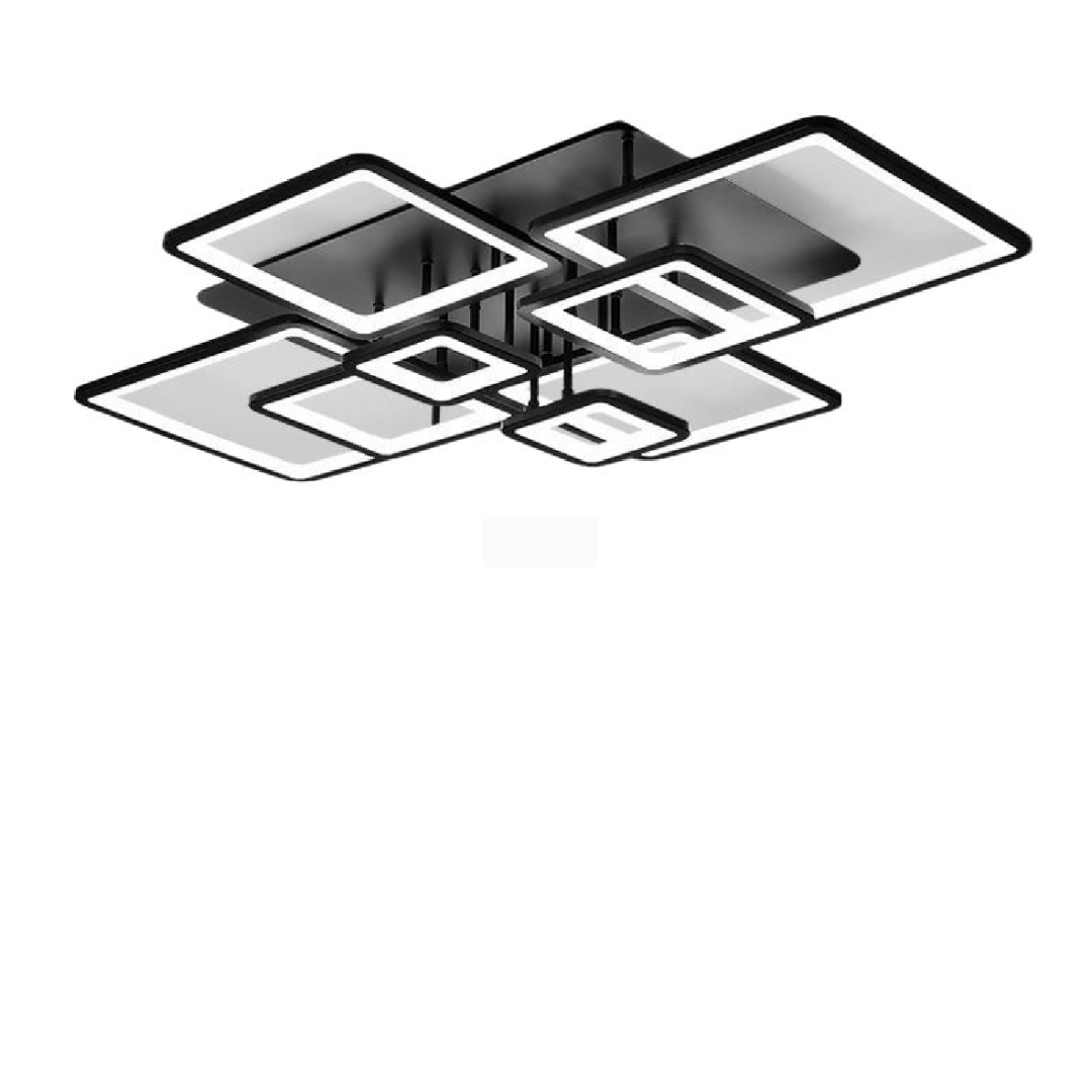 Lustra LED cu telecomanda ELLA, 203W, 8 Patrate, lumina Rece/Calda/Neutra, Dimabila, Negru