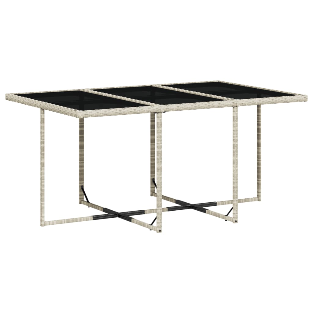 Set mobilier de gradina cu perne, 7 piese gri deschis poliratan — imaginea 4