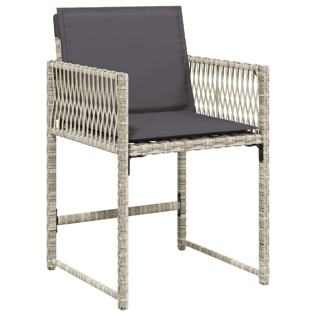 Set mobilier de gradina cu perne, 7 piese gri deschis poliratan — imaginea 5