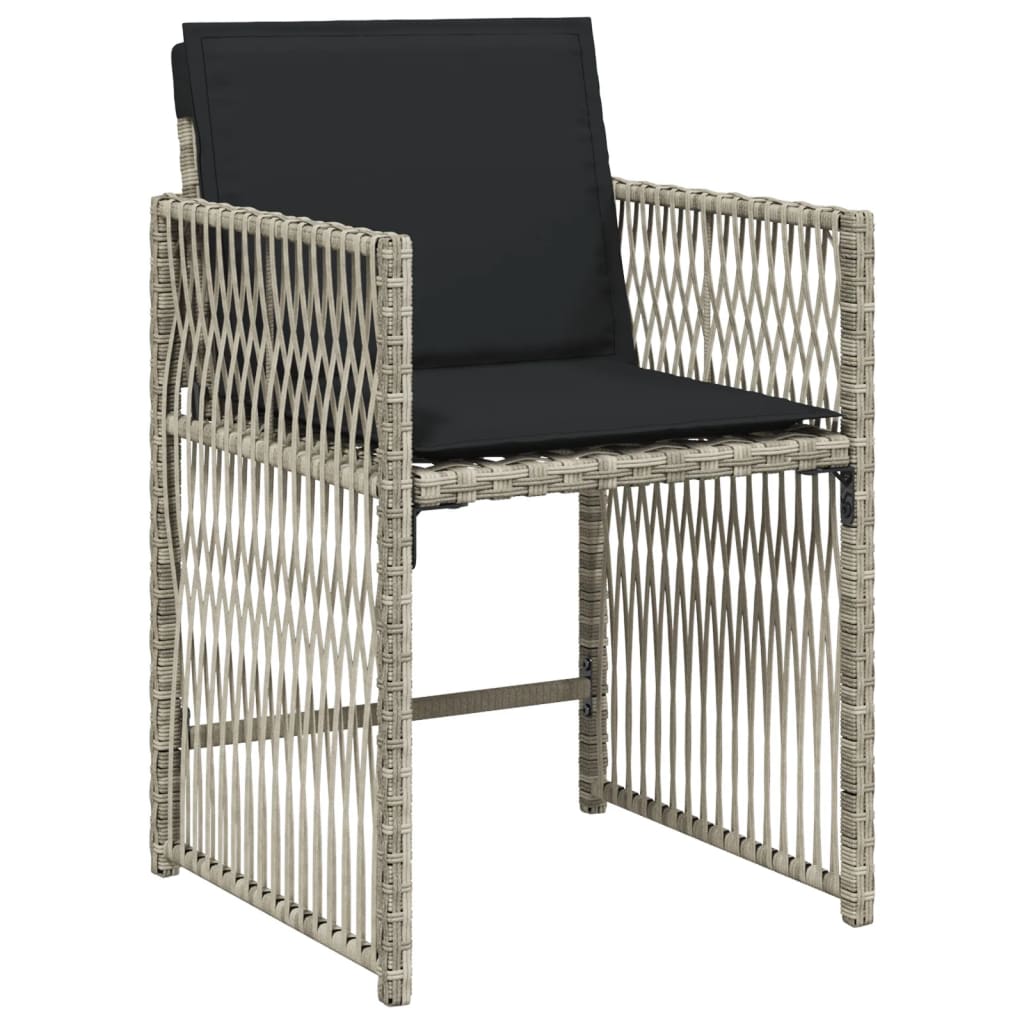 Set mobilier gradina cu perne, 9 piese, gri deschis, poliratan — imaginea 4