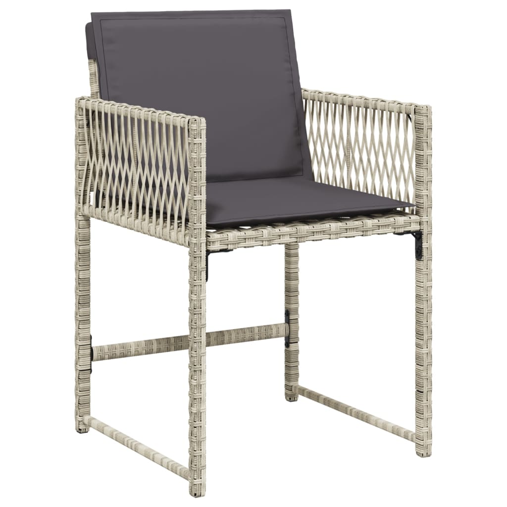Set mobilier de gradina cu perne 15 piese gri deschis poliratan — imaginea 4