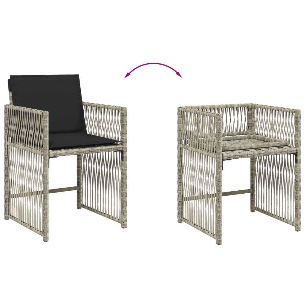 Set mobilier de gradina cu perne 15 piese gri deschis poliratan — imaginea 5