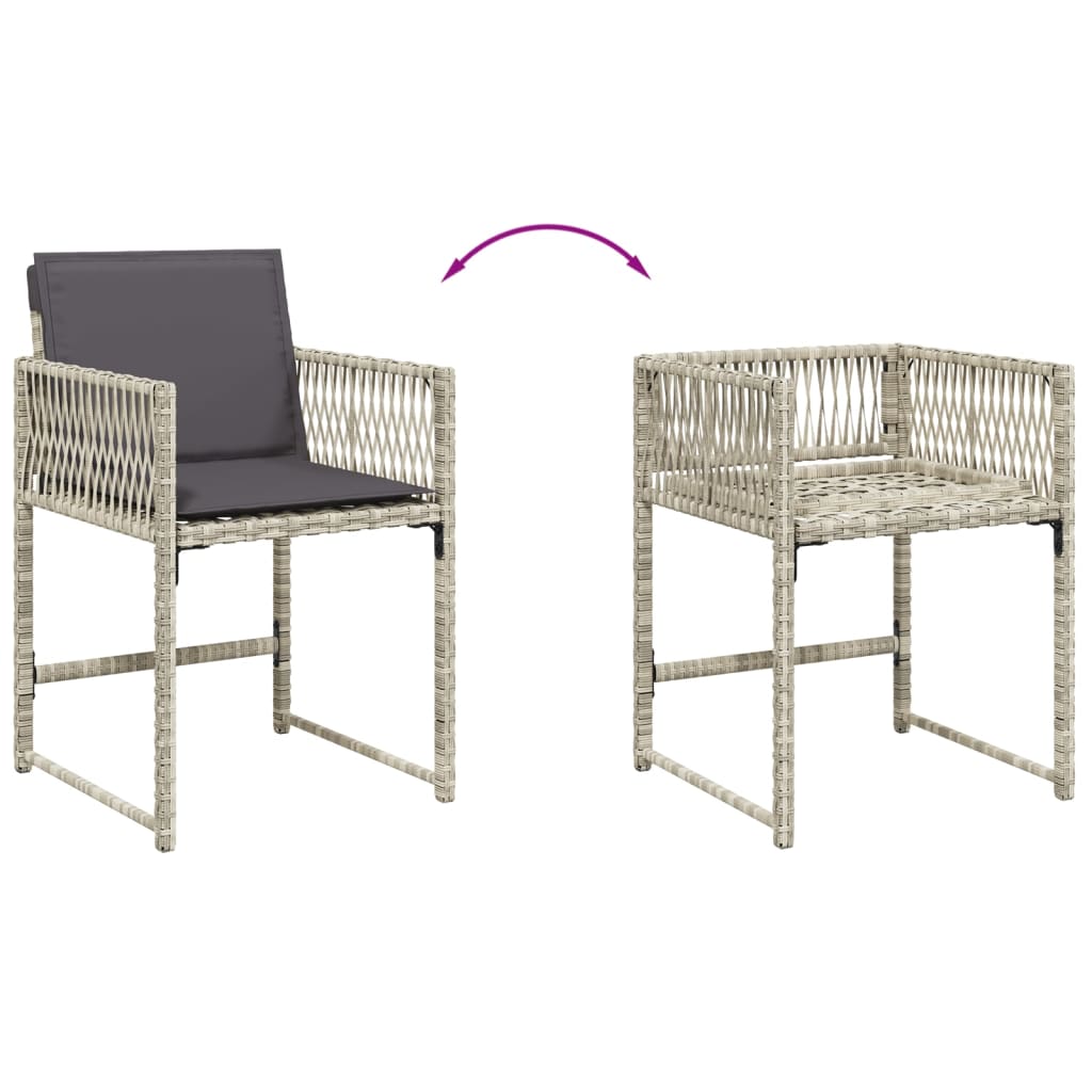 Set mobilier de gradina cu perne 11 piese gri deschis poliratan — imaginea 5