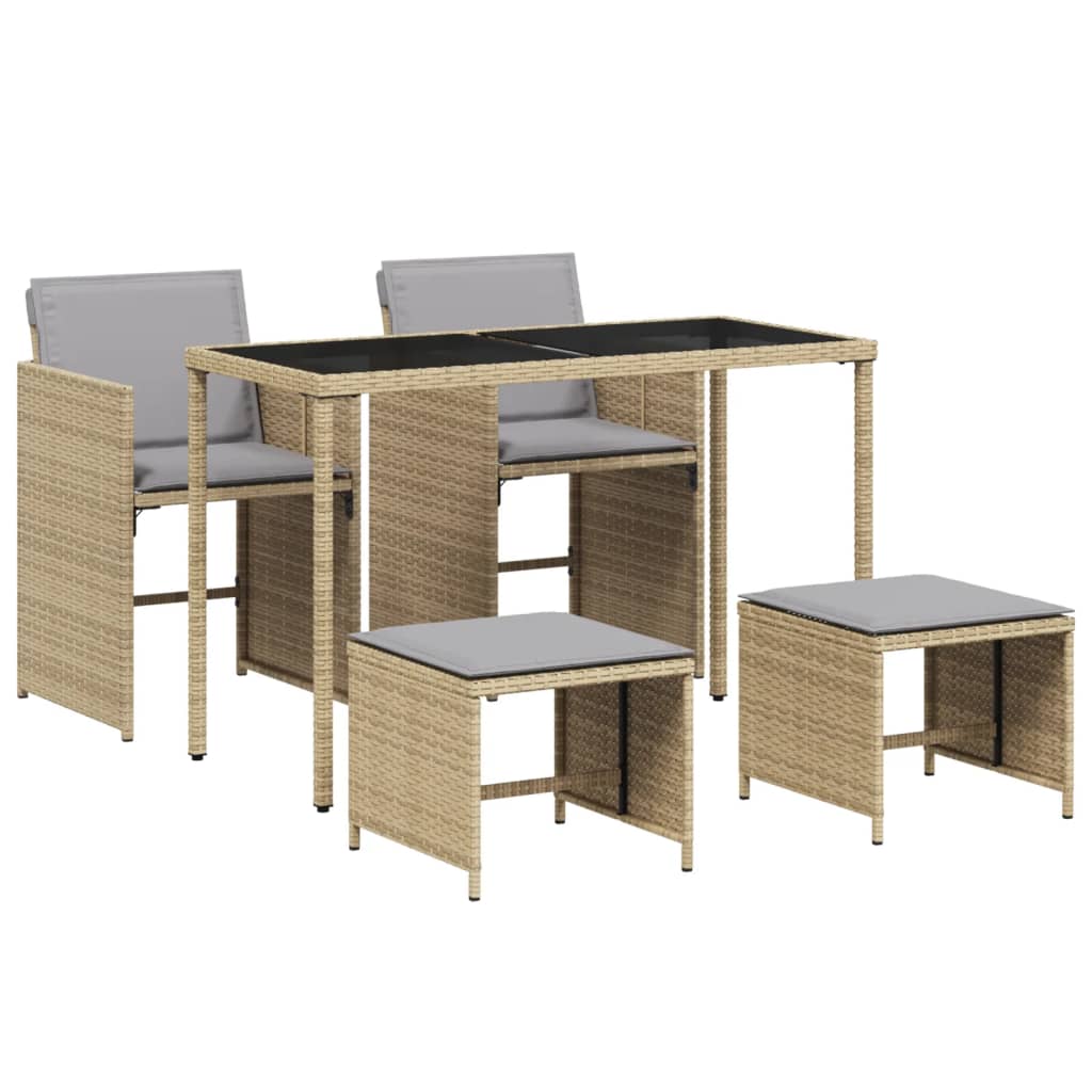 Set mobilier pentru gradina, 5 piese, cu perne, bej, poliratan
