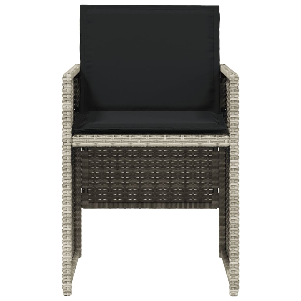 Set mobilier de gradina cu perne, 5 piese gri deschis poliratan — imaginea 5