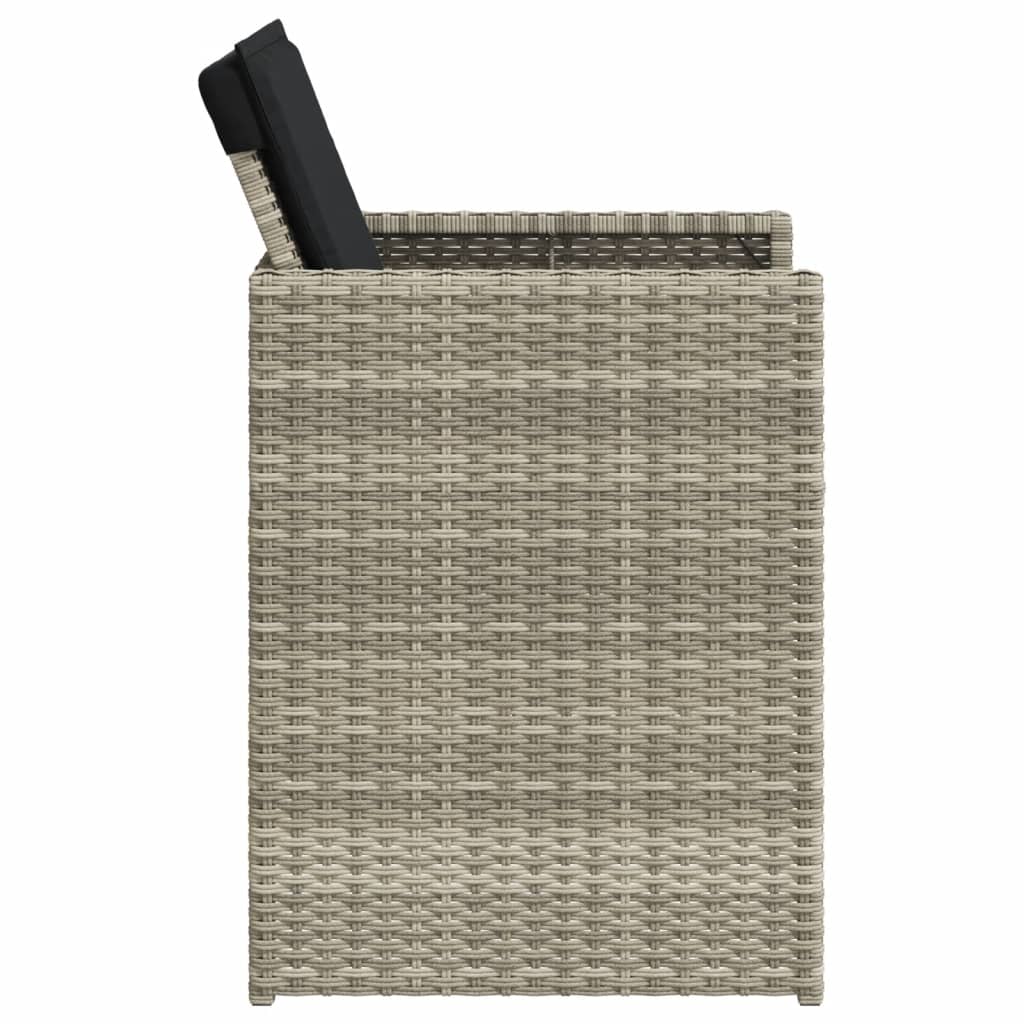 Set mobilier de gradina cu perne, 5 piese gri deschis poliratan — imaginea 6