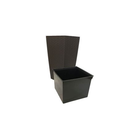 Ghiveci pentru flori tip ratan SGTT Square, capacitate 21/49 l, negru — imaginea 2