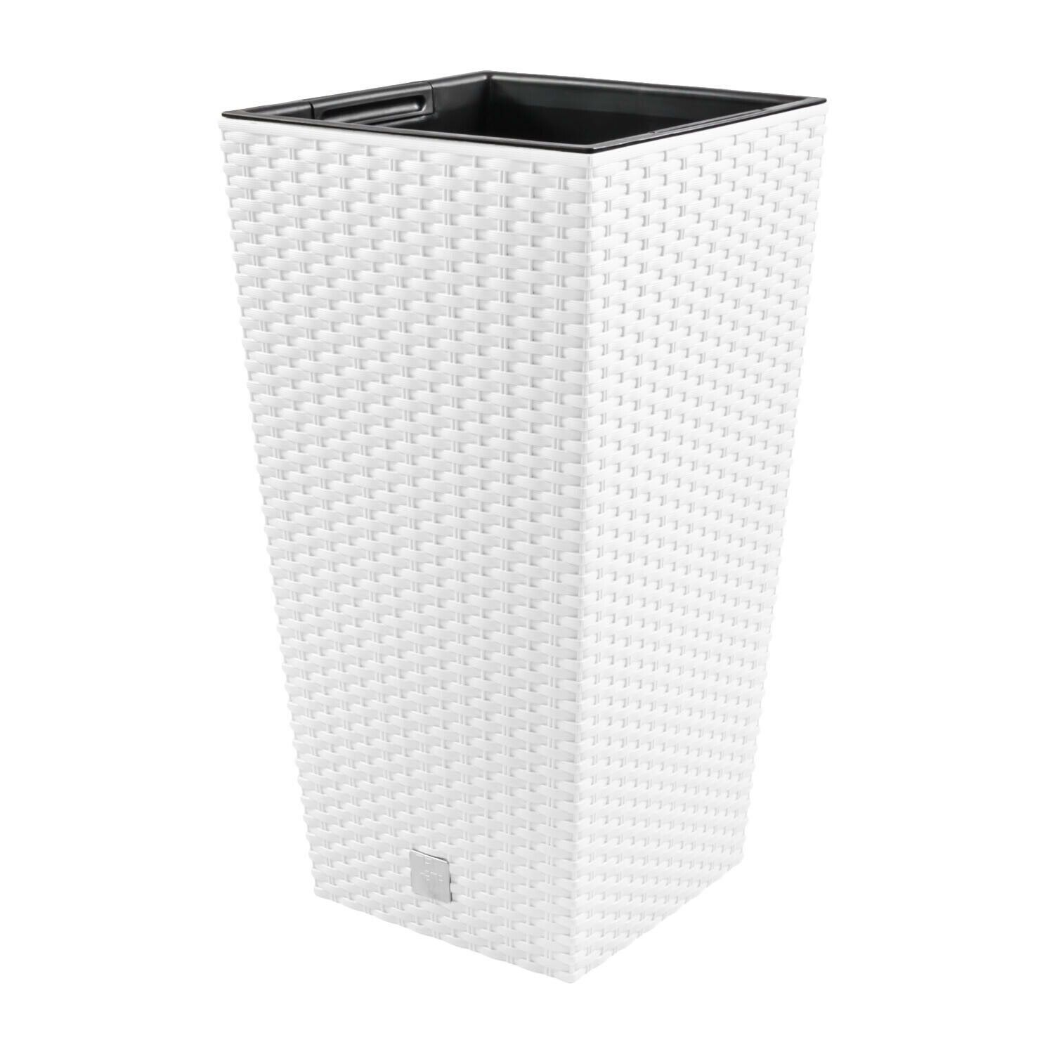 Ghiveci pentru flori tip ratan SGTT Square, capacitate 21/49 l, alb — imaginea 2