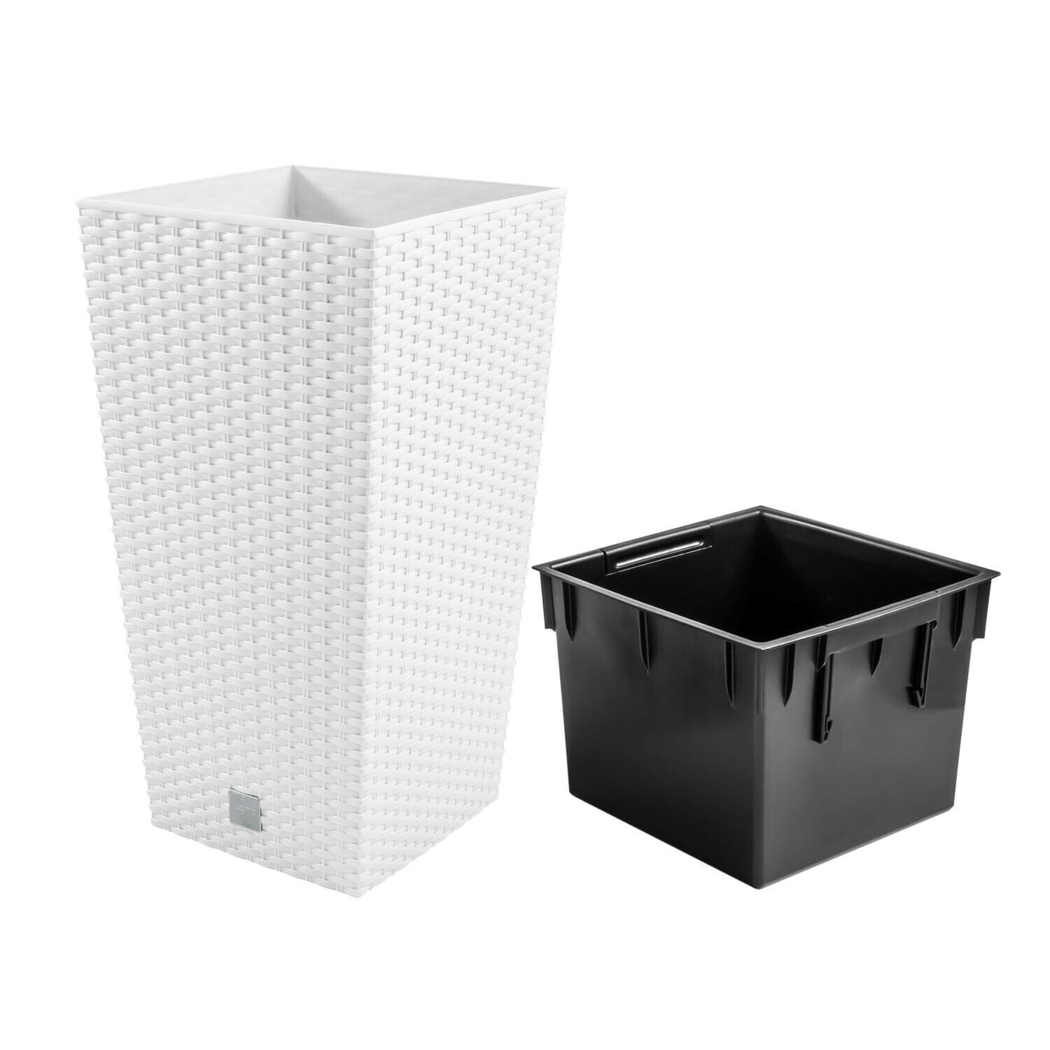 Ghiveci pentru flori tip ratan SGTT Square, capacitate 21/49 l, alb — imaginea 3