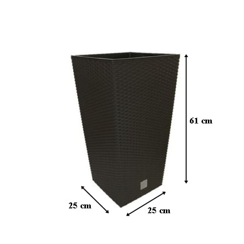 Ghiveci pentru flori tip ratan SGTT Square, capacitate 21/49 l, maro — imaginea 3