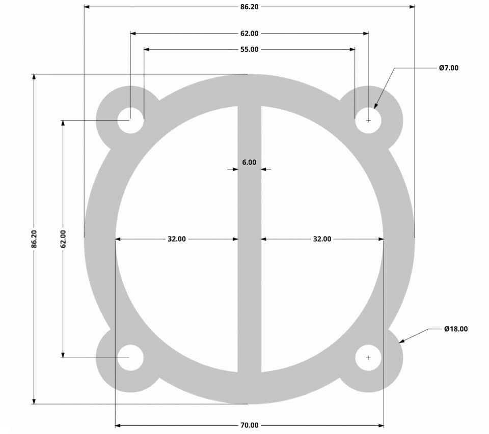 Garnitura aluminiu cilindru cap compresor 65mm 85x85mm CH095 Mod.18 — imaginea 3