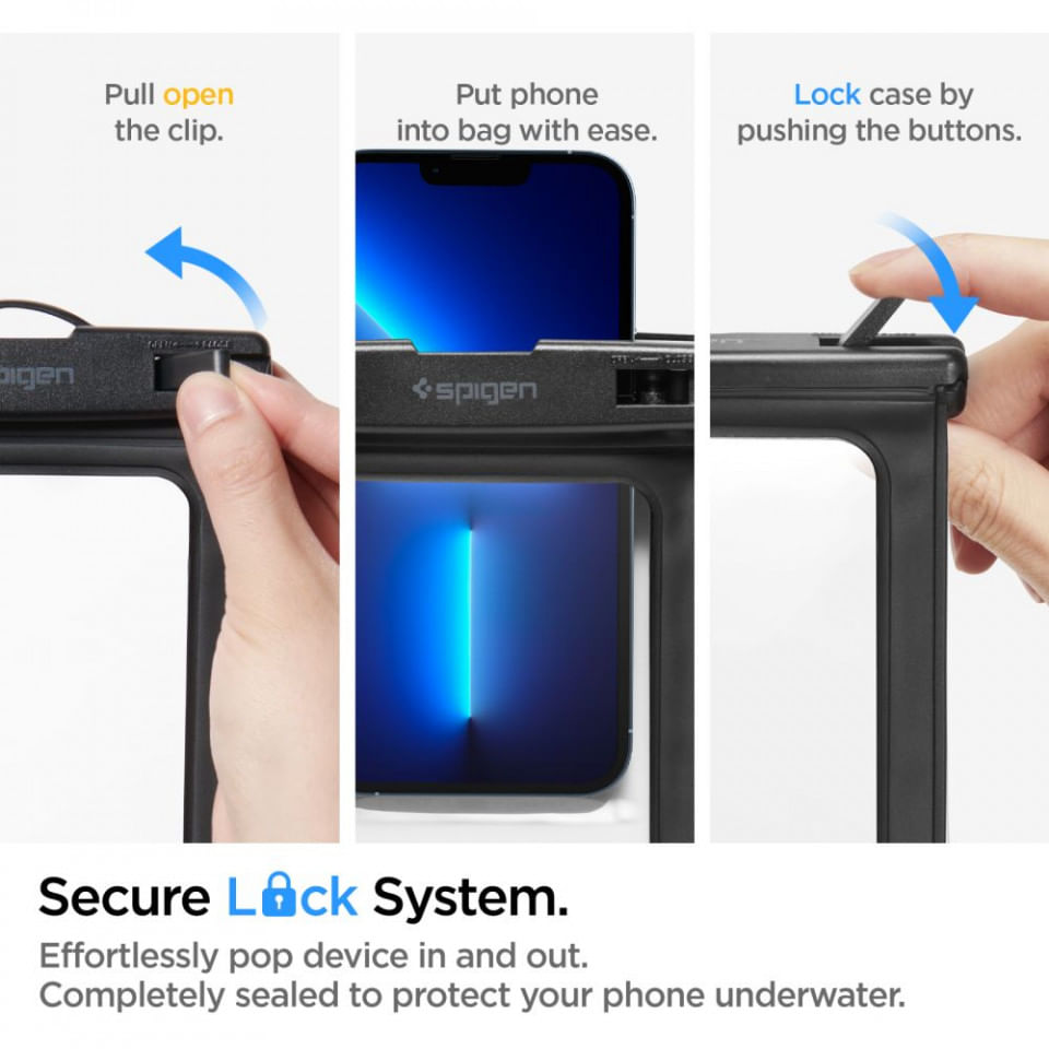 Husa universala pentru telefon (set 2) - Spigen Waterproof Case A601 - Negru
