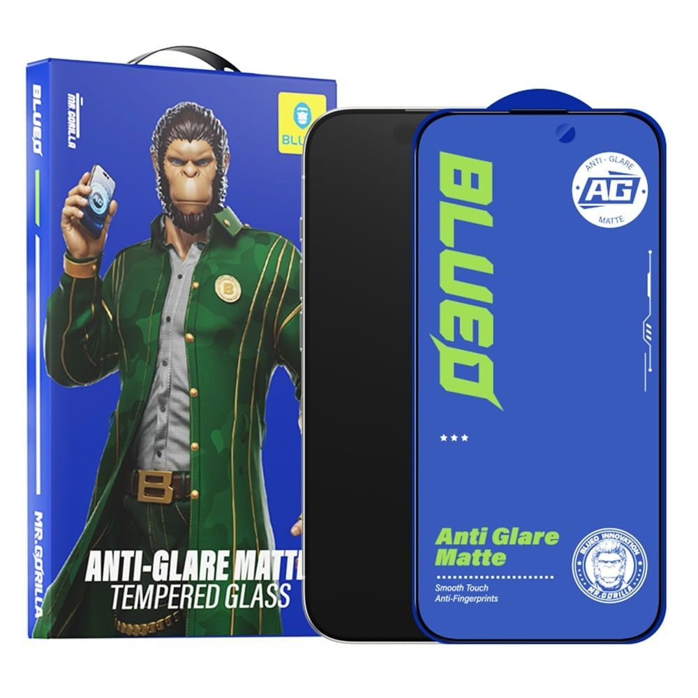 Folie pentru iPhone 13 / iPhone 13 Pro / iPhone 14 / iPhone 16e - Albastruo Anti-Glare Matte Glass - Negru