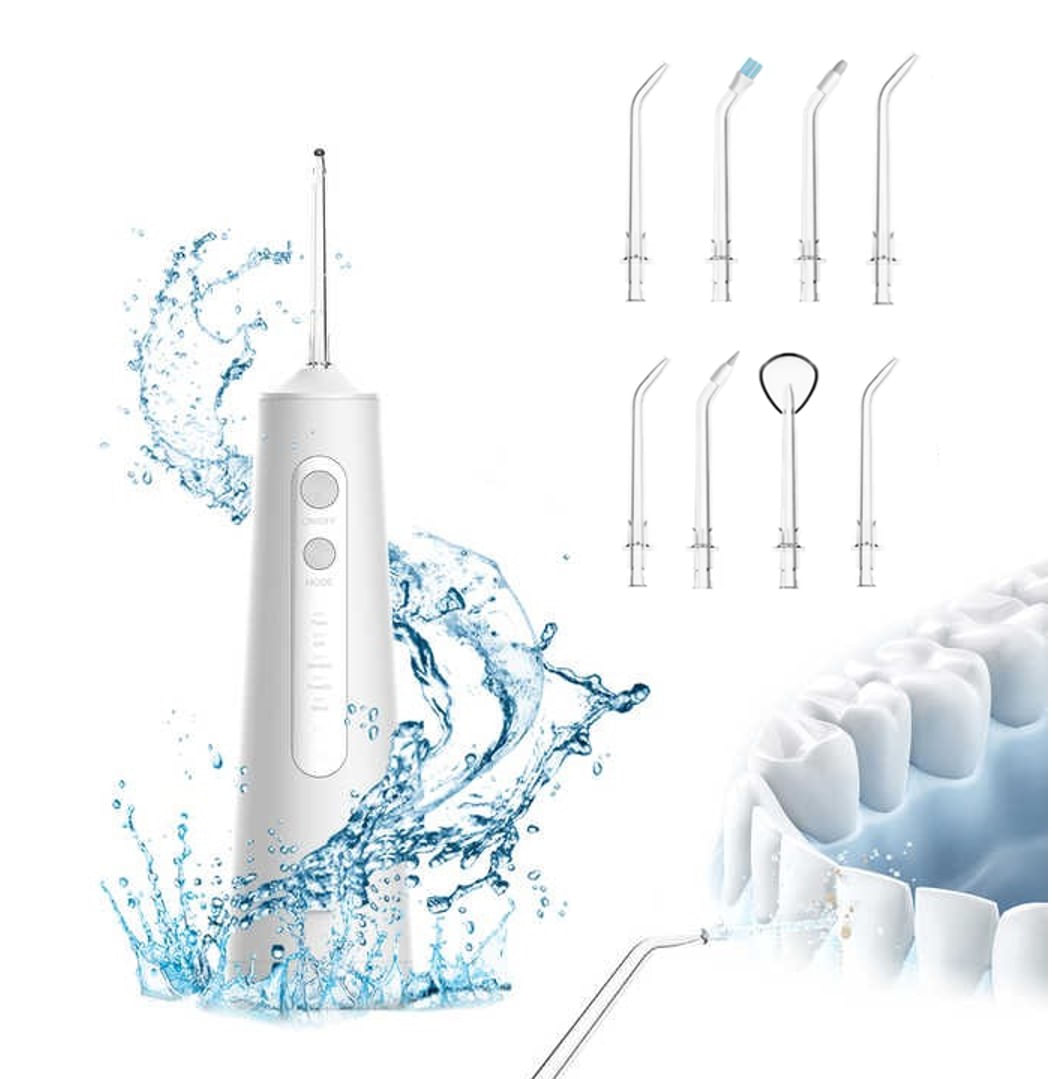 Irigator Oral Profesional pentru Dus Bucal, SINZO®, 5 Programe, portabil, Incarcare Type C, Ipx7, 8 Capete incluse