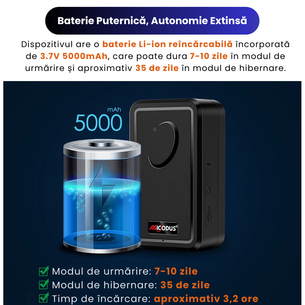 GPS Tracker 4G ML500G cu Microfon, Localizare Live, Magnet Puternic, Baterie 5000mAh, IP67, Alerta Viteza/Zona - imagine 4