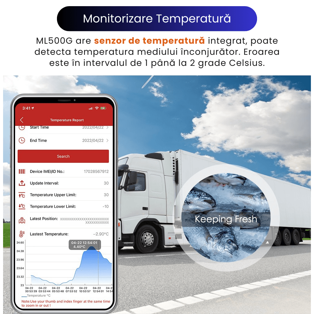 GPS Tracker 4G ML500G cu Microfon, Localizare Live, Magnet Puternic, Baterie 5000mAh, IP67, Alerta Viteza/Zona - imagine 7