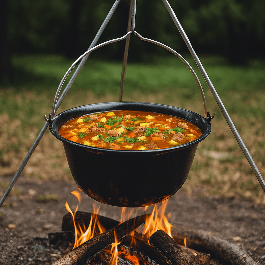 Ceaun emailat negru cu maner metal, pentru gulas si tocanite, capacitate 12l, 39.8x18 cm — imaginea 3