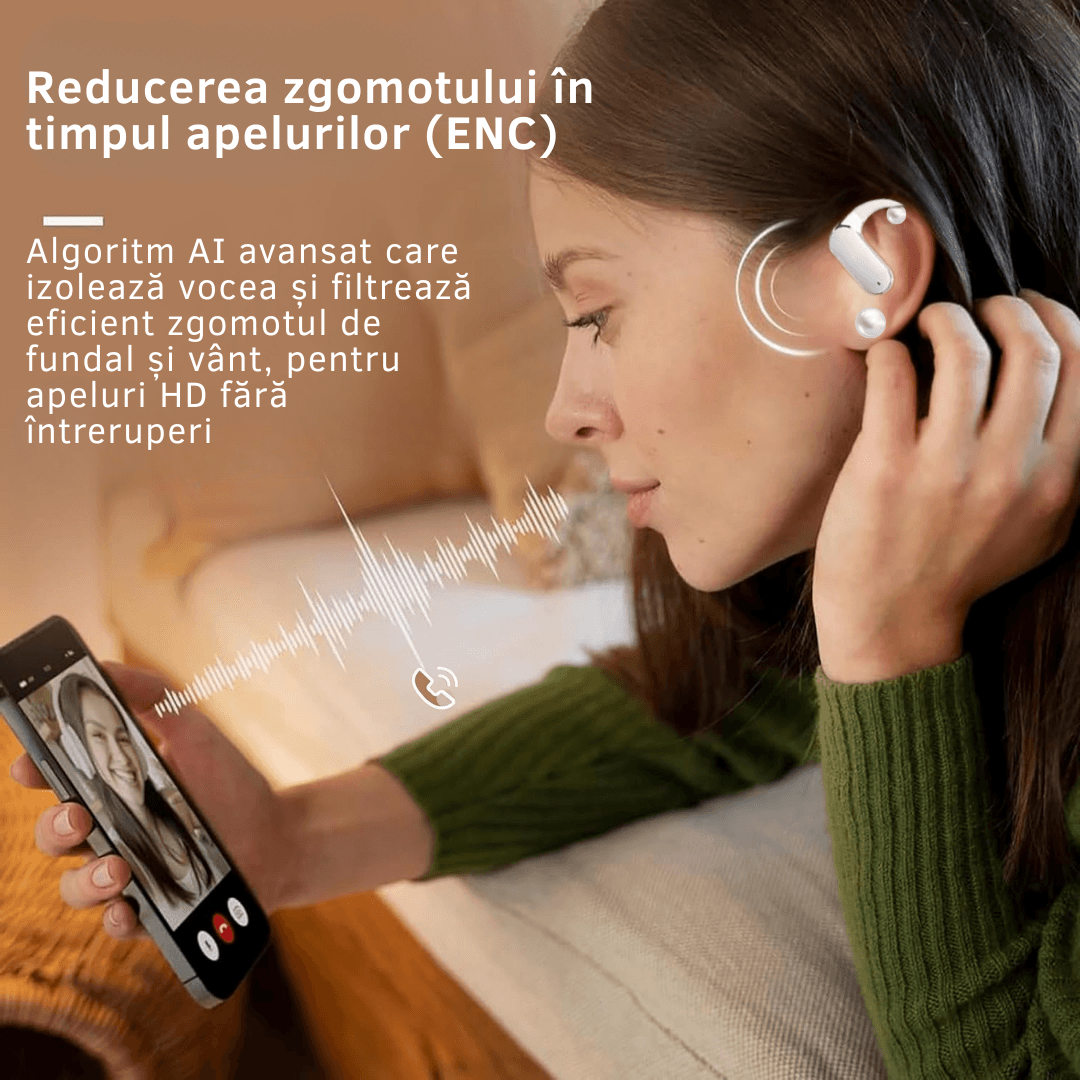 Casti wireless cu traducator in timp real, 144 de limbi, AI smart translation, bass dinamic 14.2mm - imagine 3