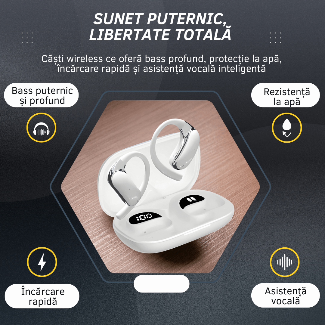Casti wireless cu traducator in timp real, 144 de limbi, AI smart translation, bass dinamic 14.2mm - imagine 6