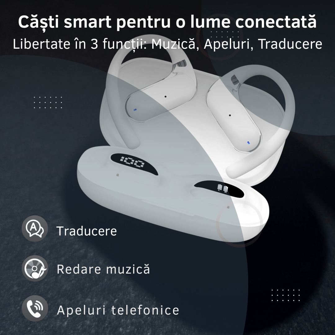 Casti wireless cu traducator in timp real, 144 de limbi, AI smart translation, bass dinamic 14.2mm - imagine 7