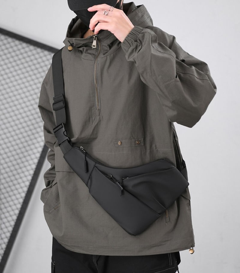 Geanta multifunctionala, borseta impermeabila, crossbody, 4 buzunare, neagra, Obralix® - imagine 5