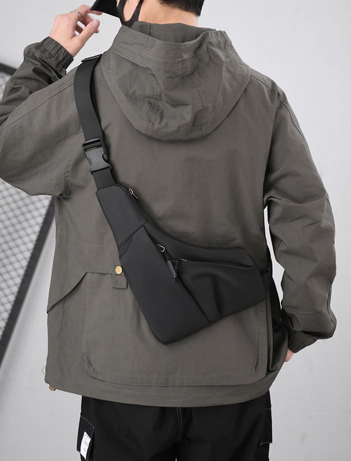 Geanta multifunctionala, borseta impermeabila, crossbody, 4 buzunare, neagra, Obralix® - imagine 7