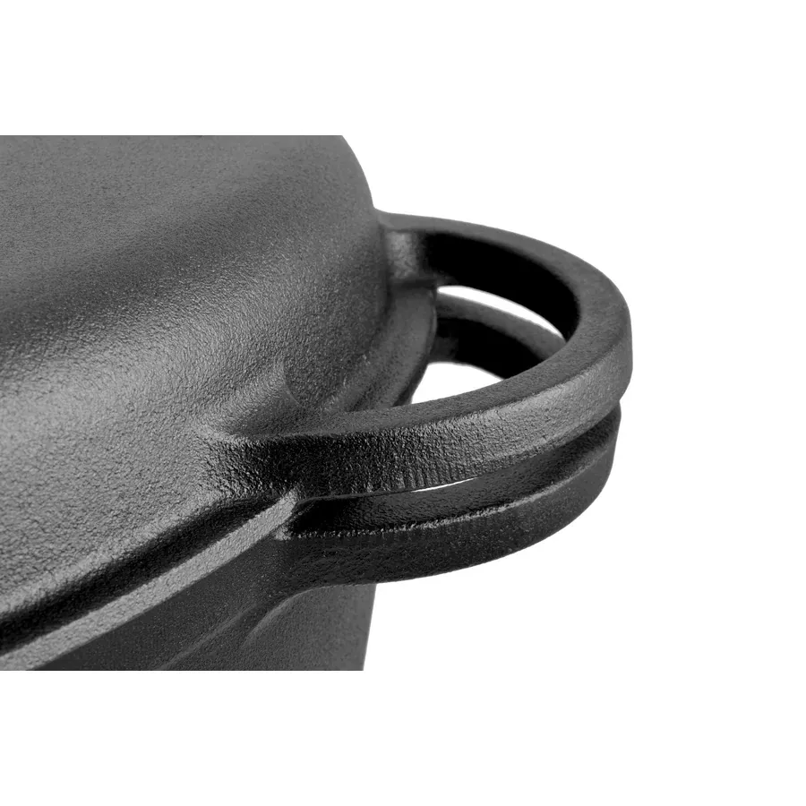 Oala ovala din fonta pentru friptura de rata 2in1 – 38*26*12 cm cu maner