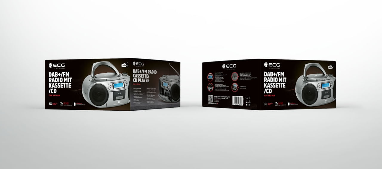Sistem audio ECG CDR 990 DAB, 2 x 2 W RMS, Radio FM, USB, CD Player, Casetofon MP3, GRI