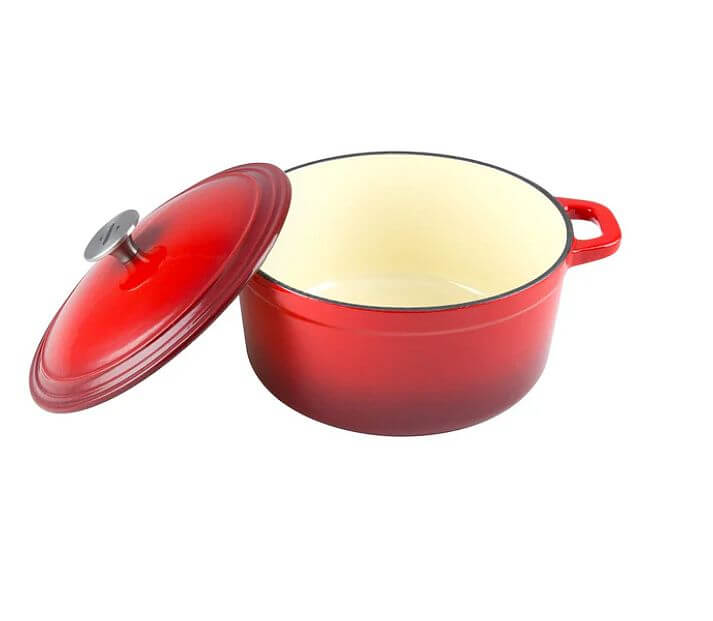 Oala din Fonta Emailata Rosie cu Capac – 5 L, 26cm