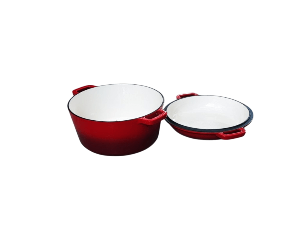 Cratita fonta emailata cu capac fonta 26cm — imaginea 3