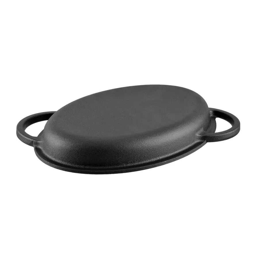 Forma ovala din fonta pentru friptura de rata 2in1 – 37,5*26 cm, cu maner curbat — imaginea 2