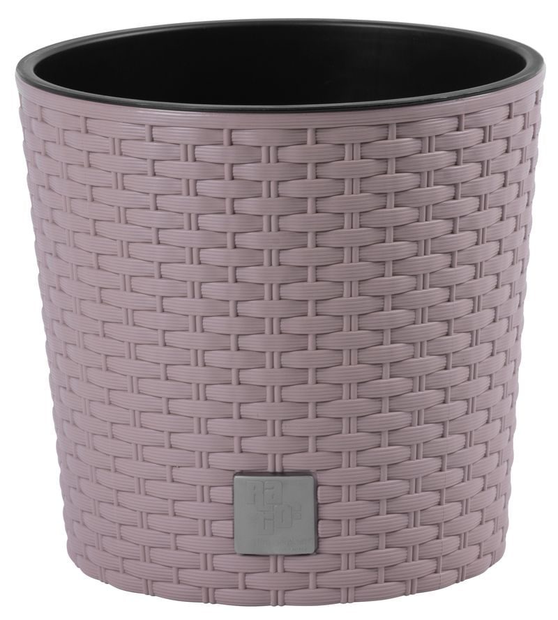 Ghiveci rotund mocca, plastic rezistent, imitatie ratan, diametru 20 cm, inaltime 19 cm — imaginea 2