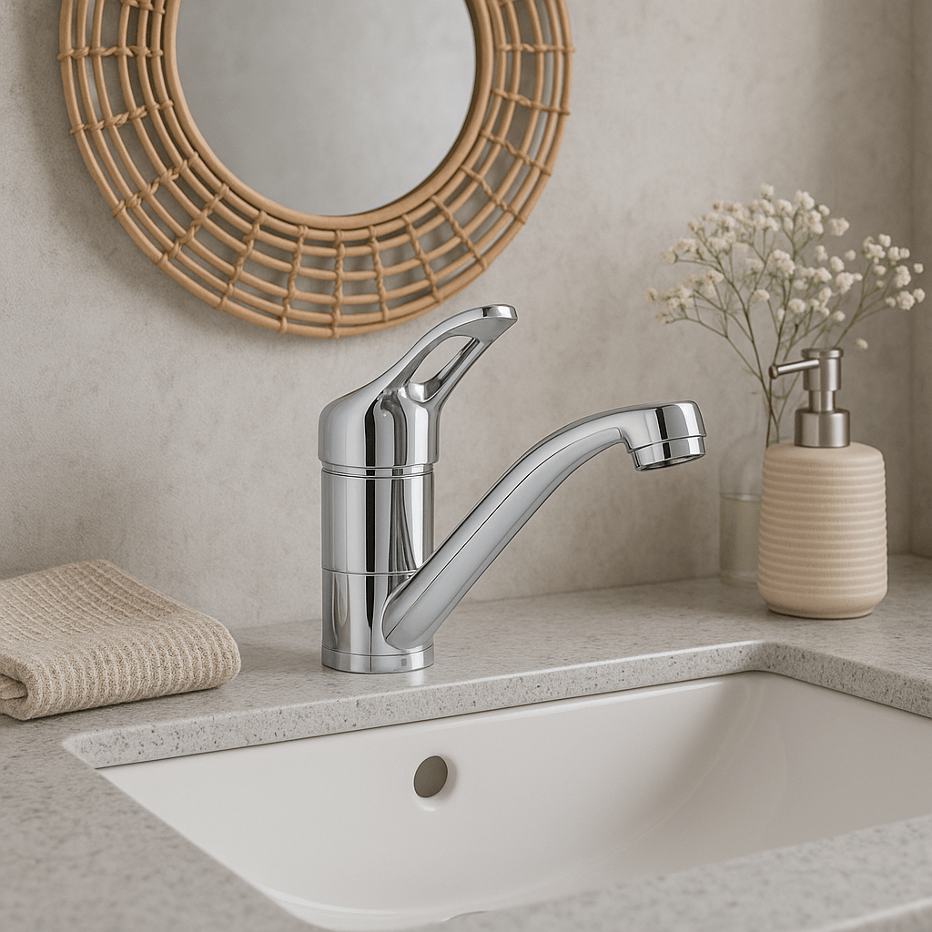 Baterie lavoar Remer Rubinetterie Kiss K11G, monocomanda, finisaj cromat, cartus ceramic, alama sanitara — imaginea 4