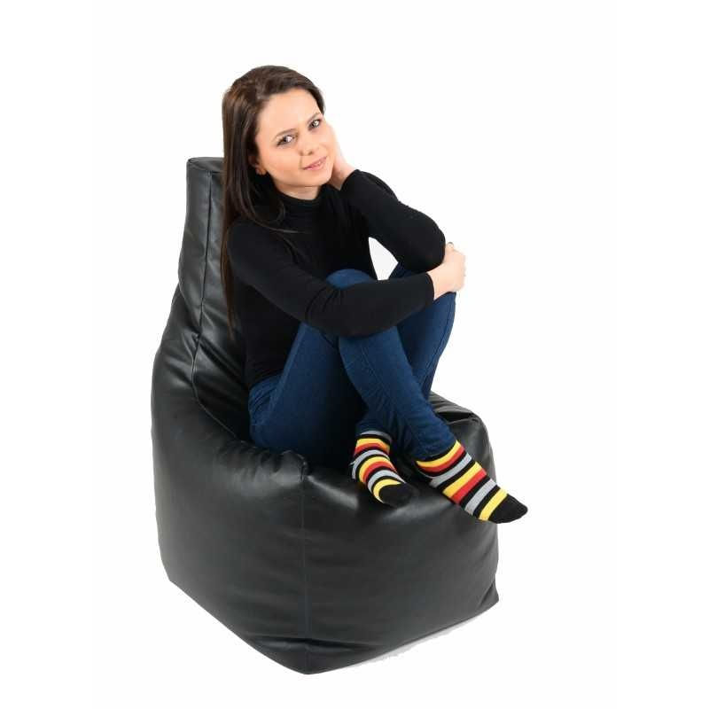 Fotoliu tip Fotoliu Sunlounger, material piele ecologica, Negru — imaginea 2