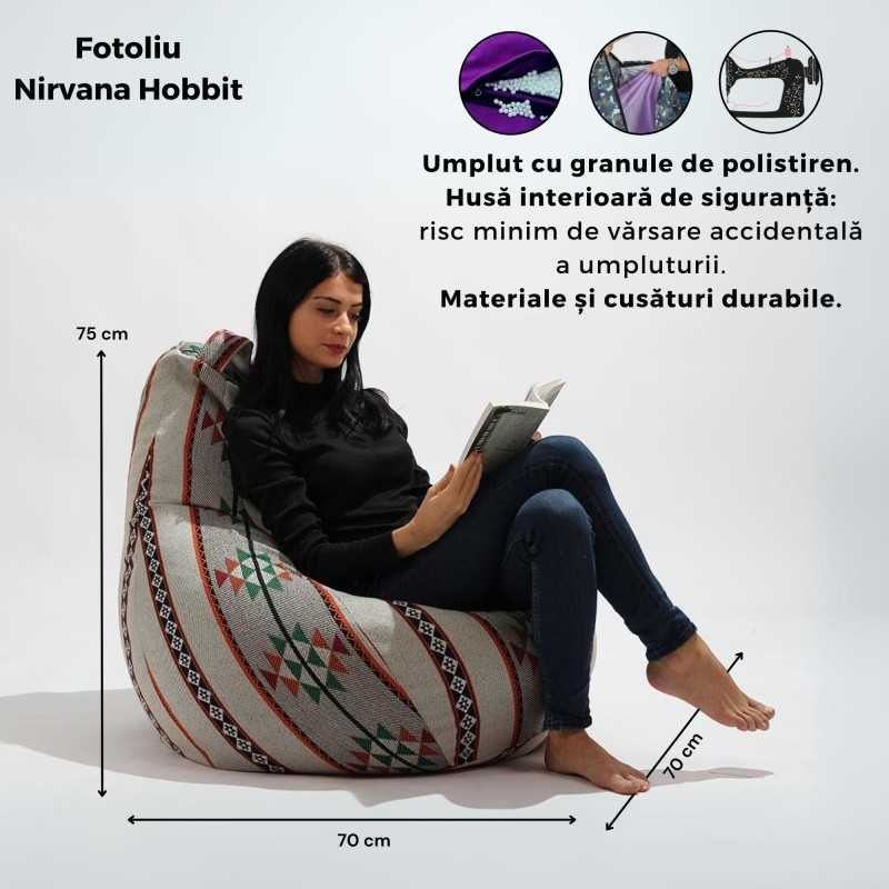 Fotoliu Nirvana Hobbit, material impermeabil, Gri — imaginea 4