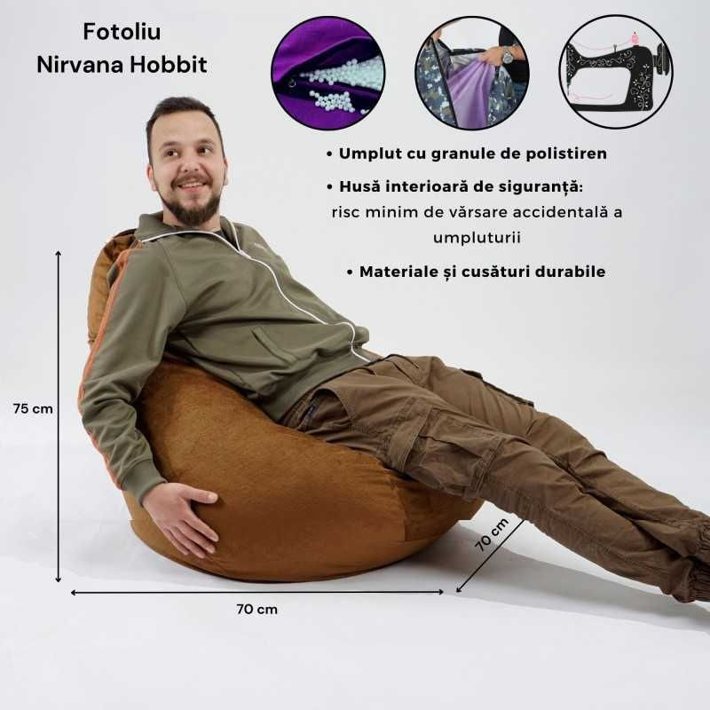 Fotoliu Nirvana Hobbit, material impermeabil, Rosu — imaginea 5