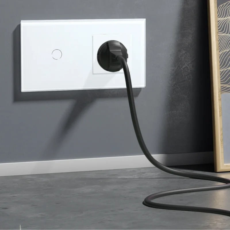 Intrerupator touch si Priza, Rama sticla securizata, iUni 1Y, LED