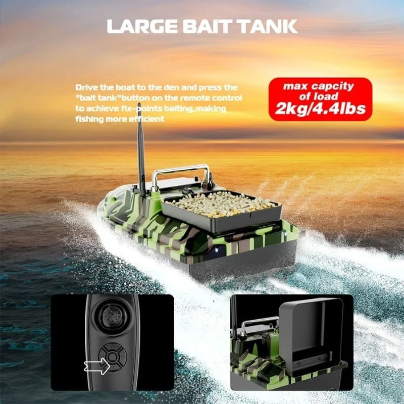 Barca Plantat, Nadit si Momit iUni V050, 500m, 2kg, 18000mAh, 10km/h, Telecomanda 2.4GHz, Army - imagine 9