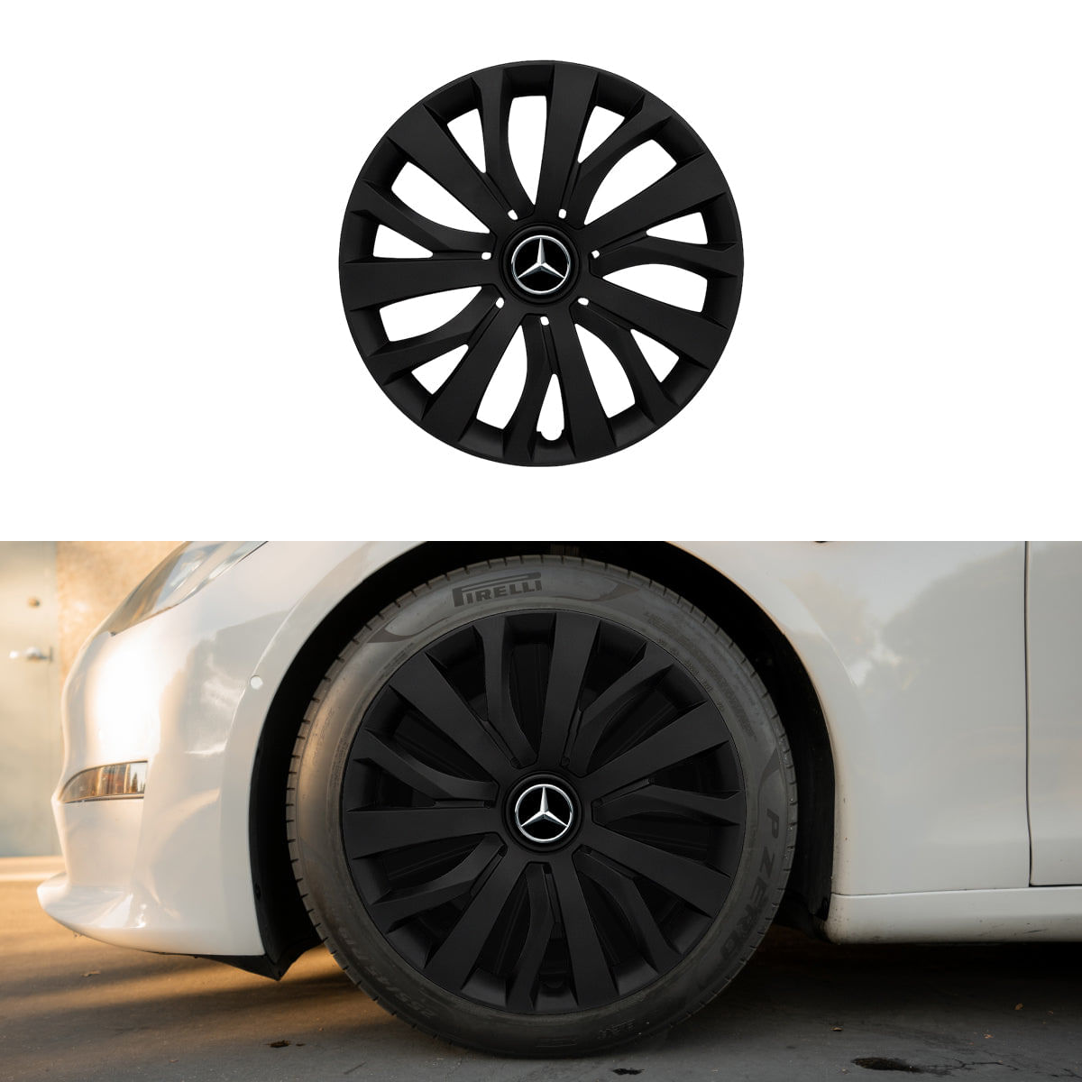 Set 4 capace roti potrivite jantelor de 16 inch (R16) compatibile MERCEDES, Model - 432 Black Edition