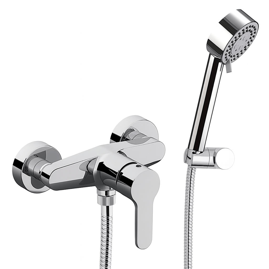 Baterie de cada cu dus Remer Rubinetterie Winner W38, aparenta,, para de dus cu 4 functii, suport reglabil, anti-calcar — imaginea 2