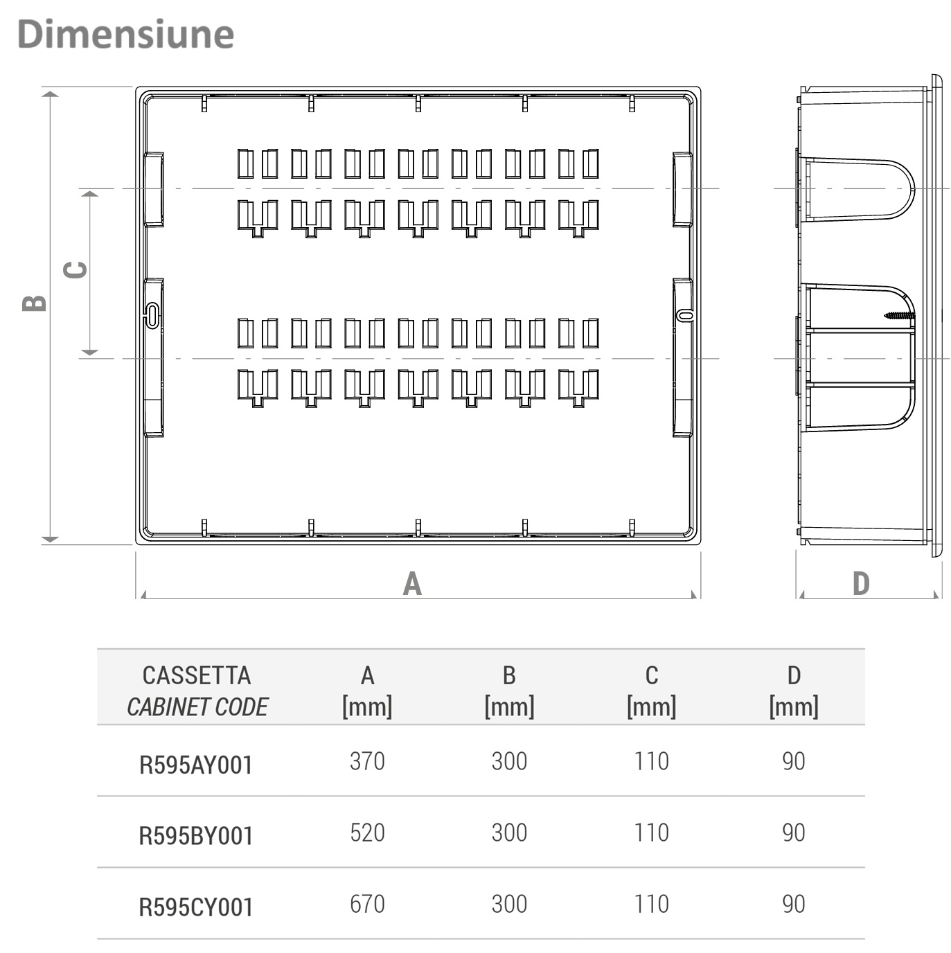 Cutie din plastic cu capac Giacomini R595CY001 pentru colectori, 670x300x90 mm