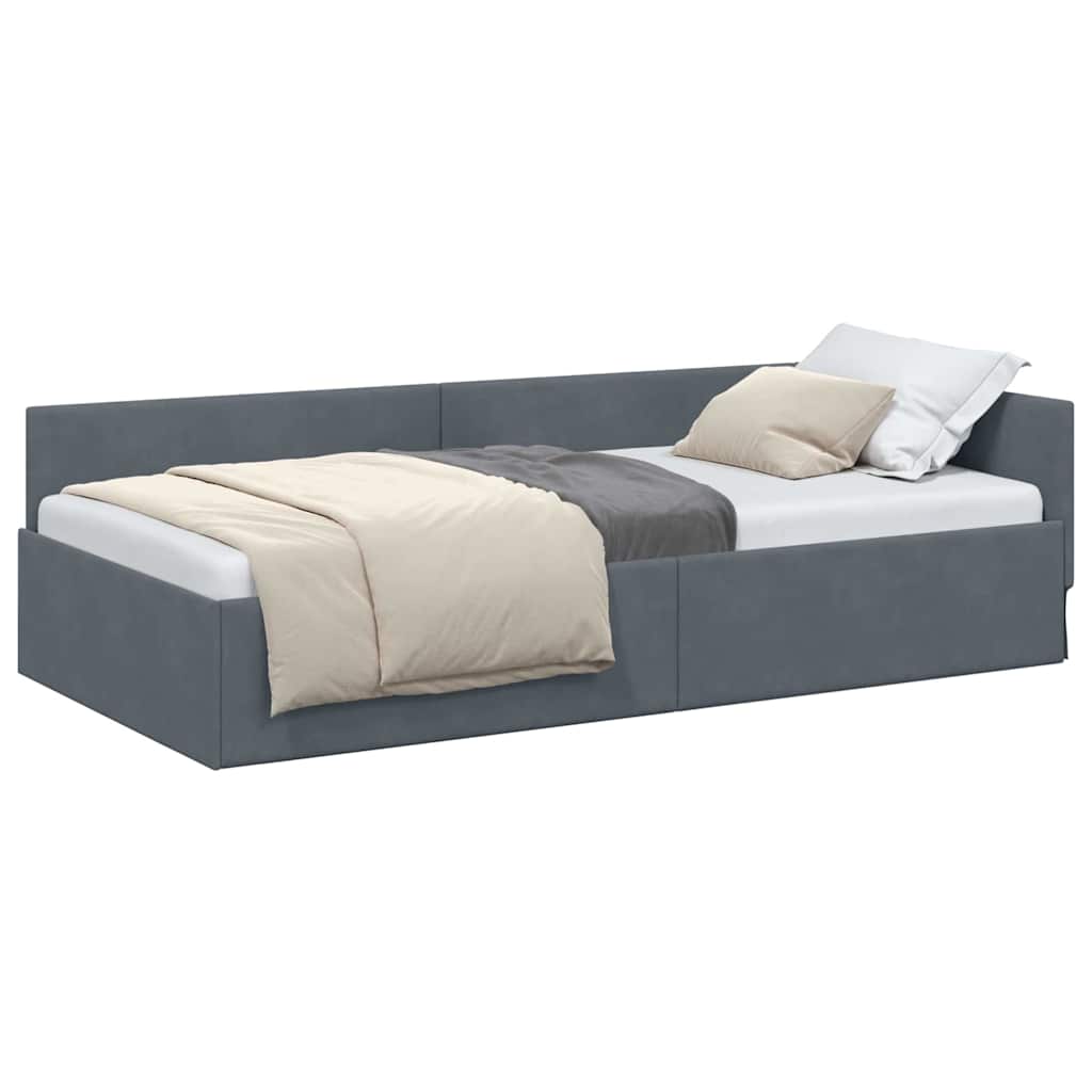 Cadru de pat coltar Altele cu headboard Gri inchis 80 x 200 cm