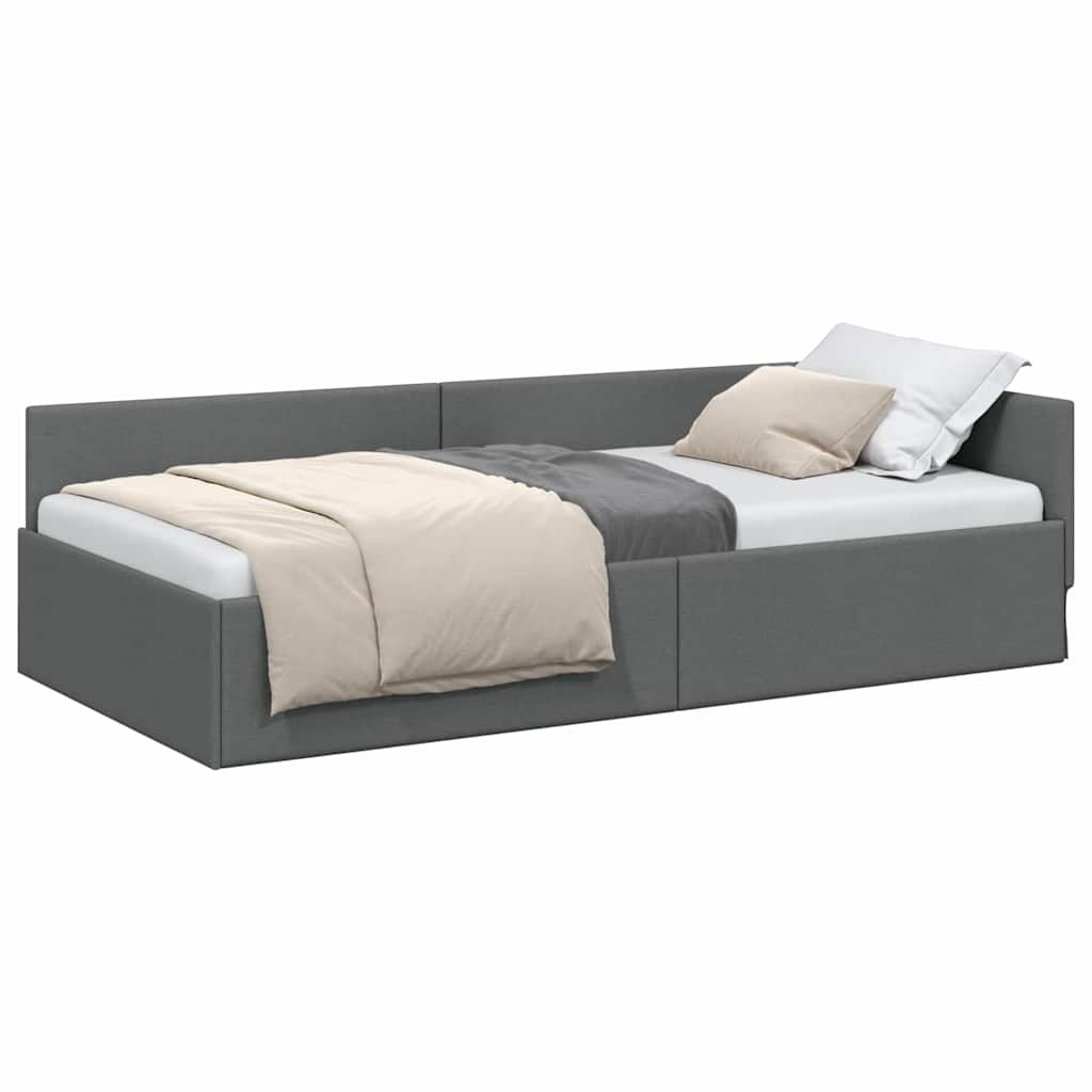 Cadru de pat coltar cu headboard Manual Gri inchis 90 x 190 cm