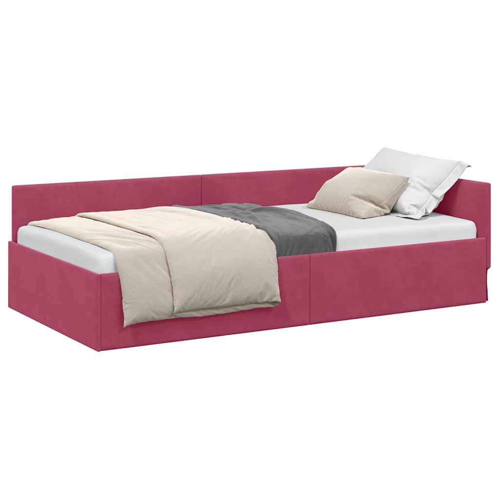 Cadru de pat coltar Altele cu headboard bordo 90 x 200 cm