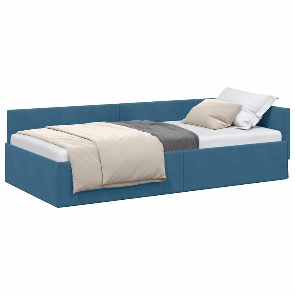 Cadru de pat coltar Altele cu headboard albastru 80 x 200 cm