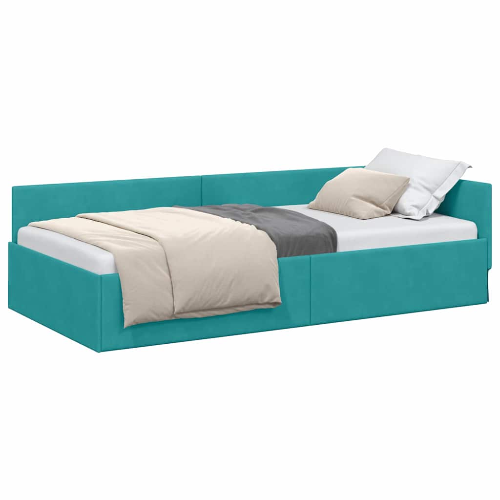Cadru de pat coltar Altele cu headboard Turcoaz 90 x 190 cm