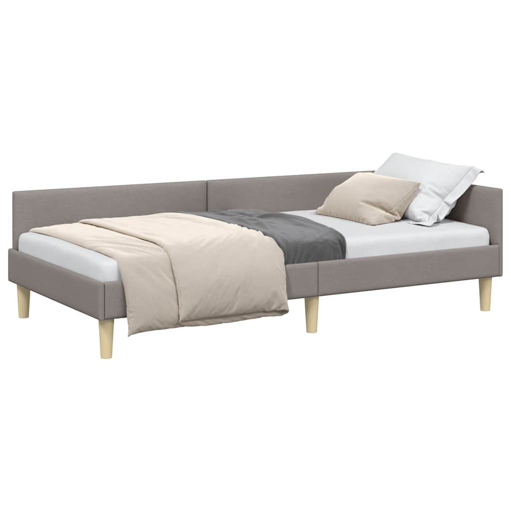 Cadru de pat coltar Altele cu headboard Gri taupe 90 x 190 cm